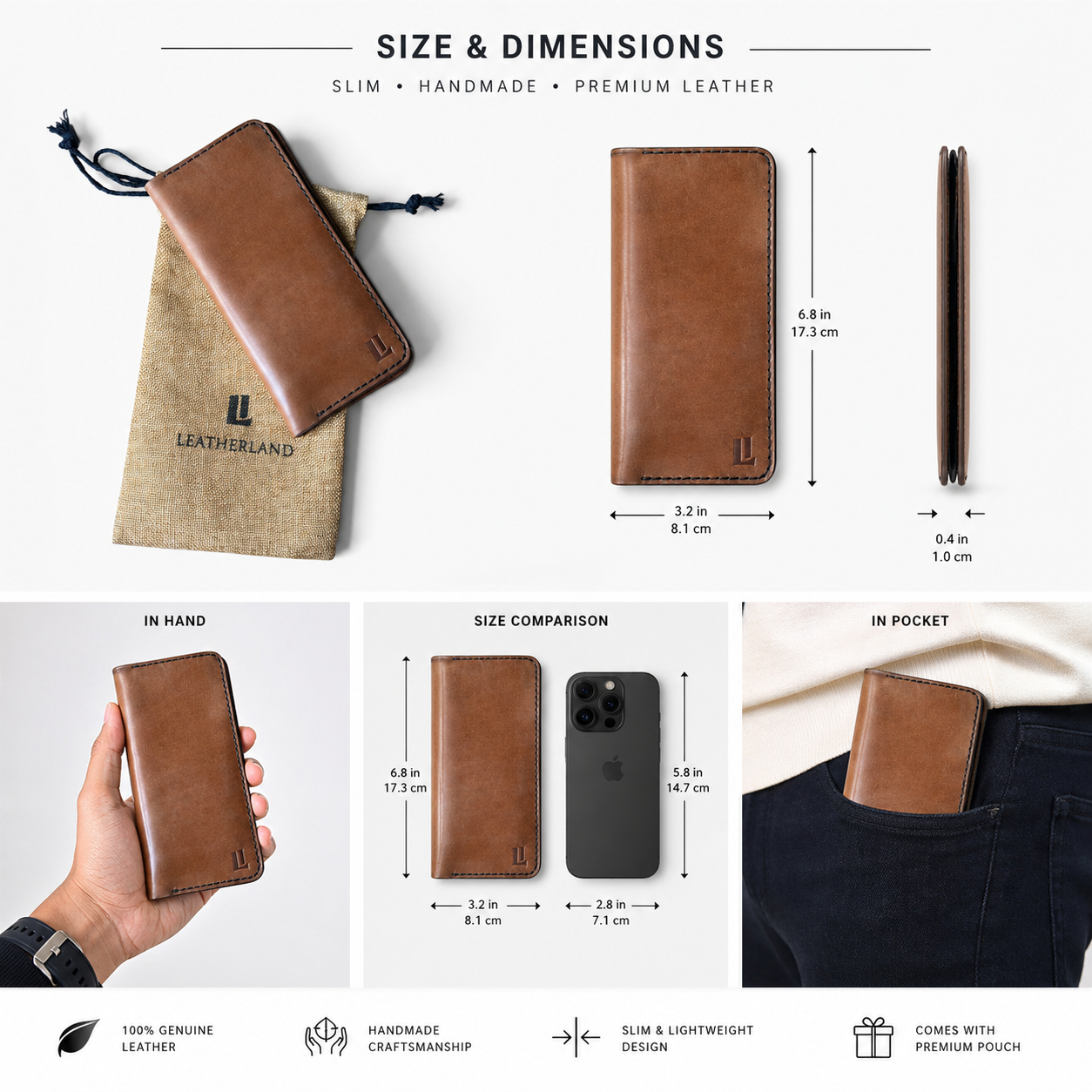 LeatherLand Long Slim Wallet
